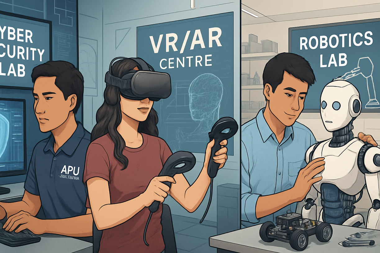 Ilustrasi fasilitas teknologi canggih di APU Malaysia