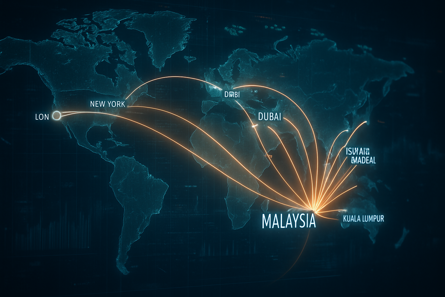 Peta Dunia Menunjukkan Koneksi Keuangan Islam Malaysia